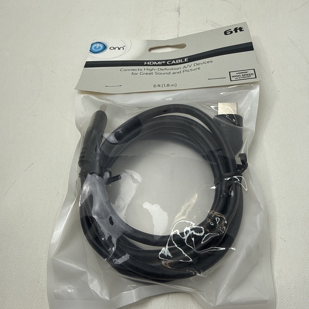 New Sealed ONN 6ft‎ HDMI Cable Black Connects High-Definition A/V Devices